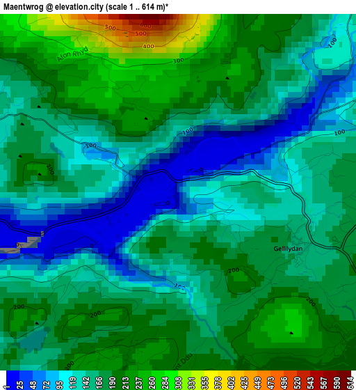 Maentwrog elevation map