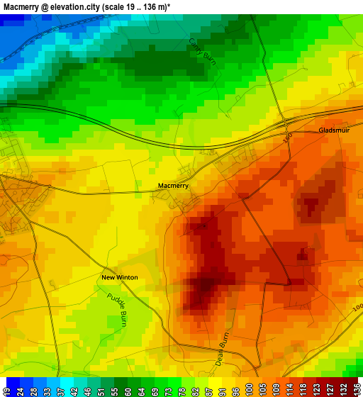 Macmerry elevation map