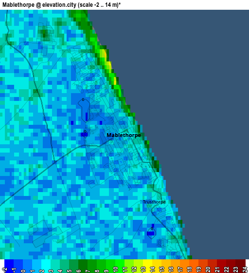 Mablethorpe elevation map