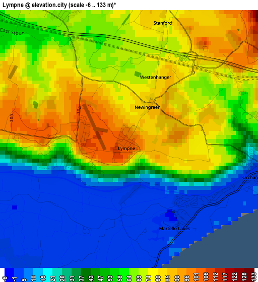 Lympne elevation map