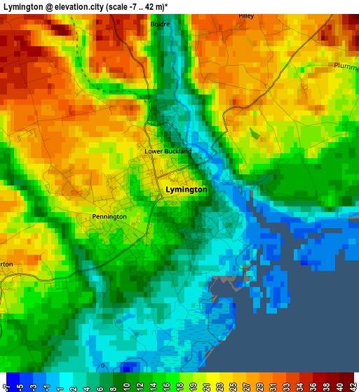 Lymington elevation map