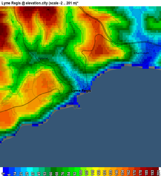 Lyme Regis elevation map