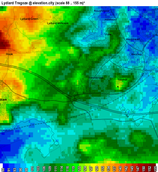 Lydiard Tregoze elevation map