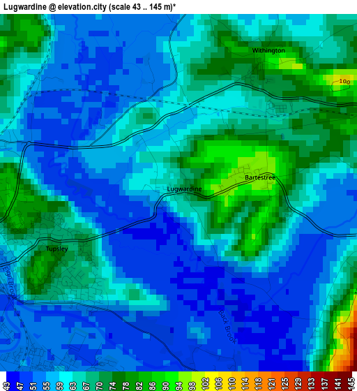 Lugwardine elevation map