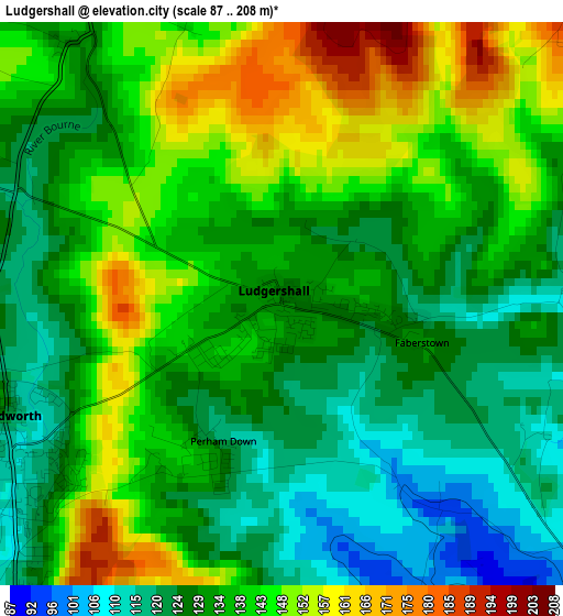 Ludgershall elevation map