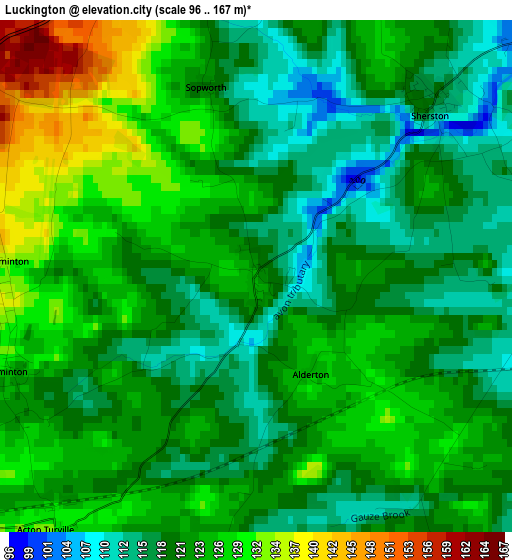 Luckington elevation map