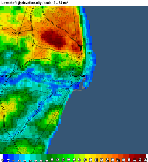 Lowestoft elevation map