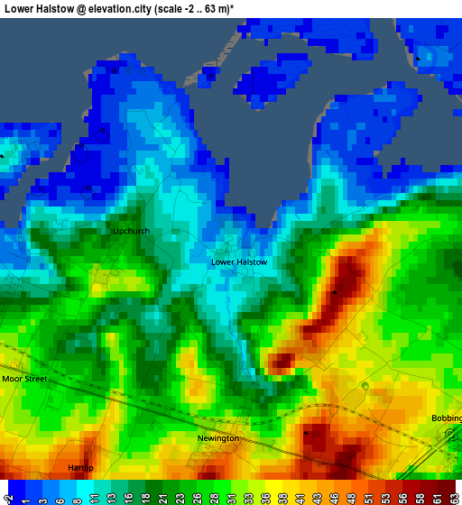 Lower Halstow elevation map