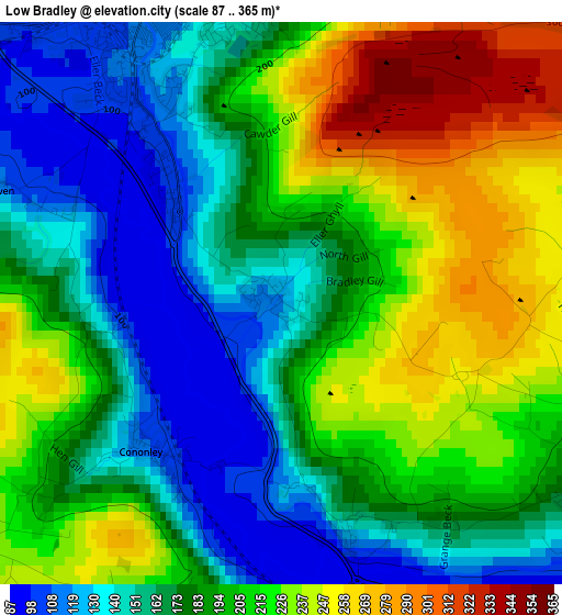 Low Bradley elevation map