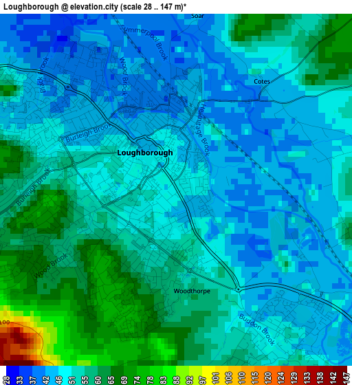 Loughborough elevation map