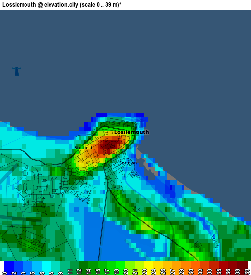 Lossiemouth elevation map