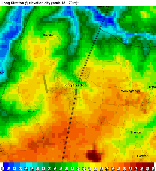 Long Stratton elevation map