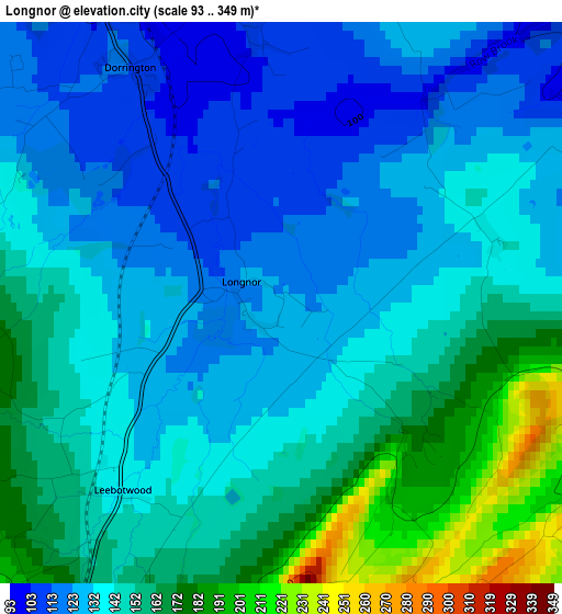 Longnor elevation map