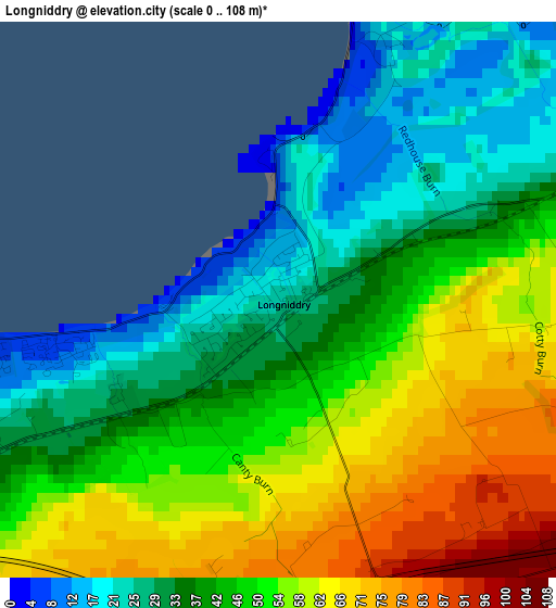 Longniddry elevation map