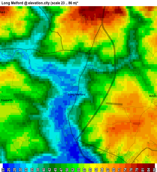 Long Melford elevation map