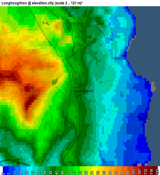 Longhoughton elevation map