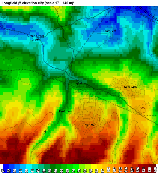 Longfield elevation map