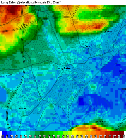 Long Eaton elevation map