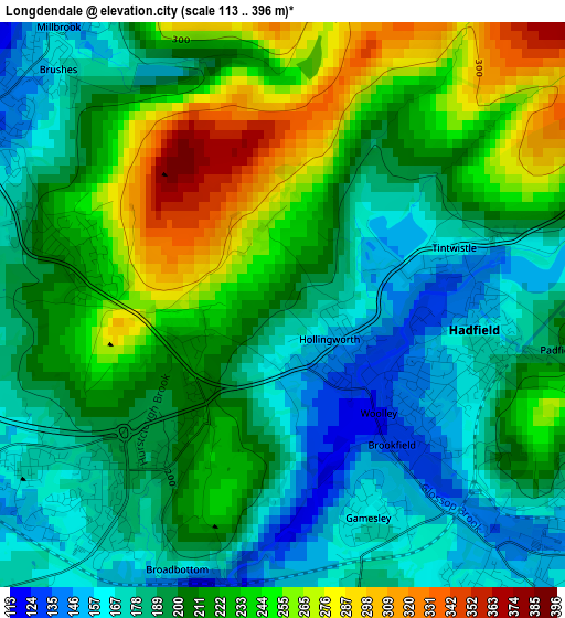 Longdendale elevation map