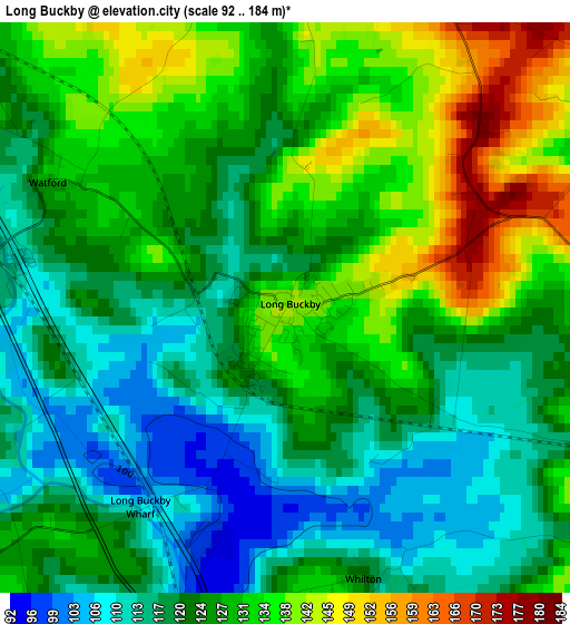 Long Buckby elevation map