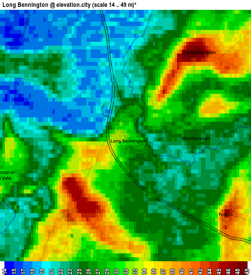 Long Bennington elevation map