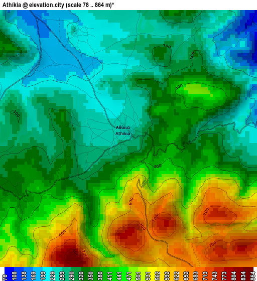 Athíkia elevation map