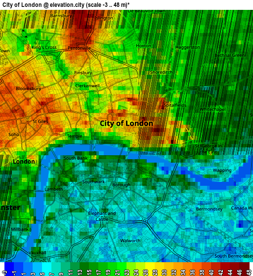 City of London elevation map