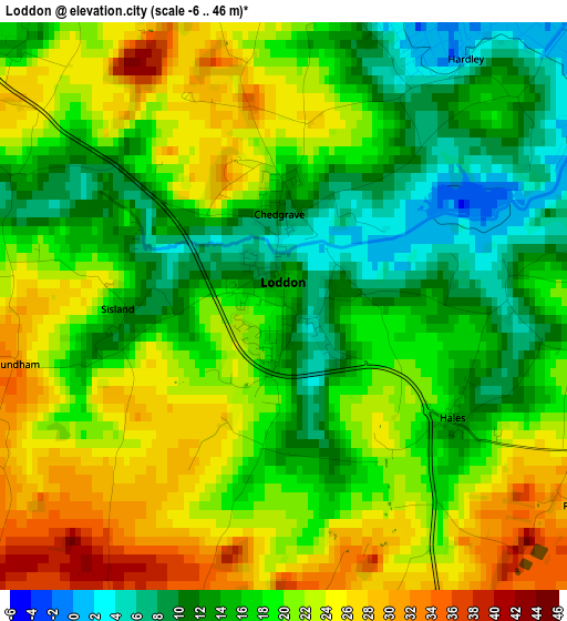 Loddon elevation map