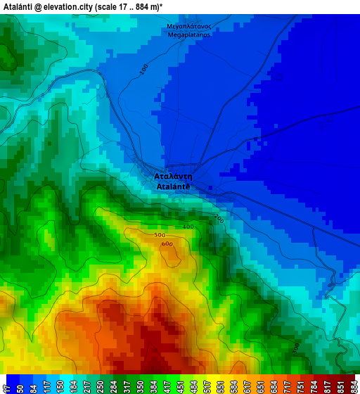 Atalánti elevation map