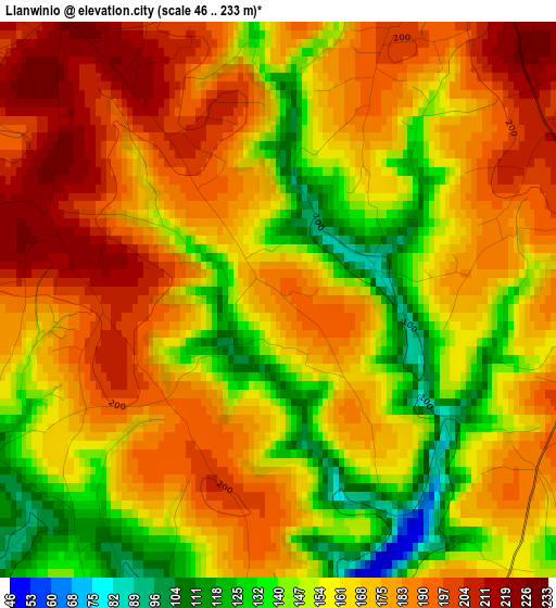 Llanwinio elevation map