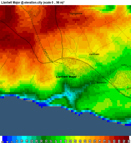 Llantwit Major elevation map