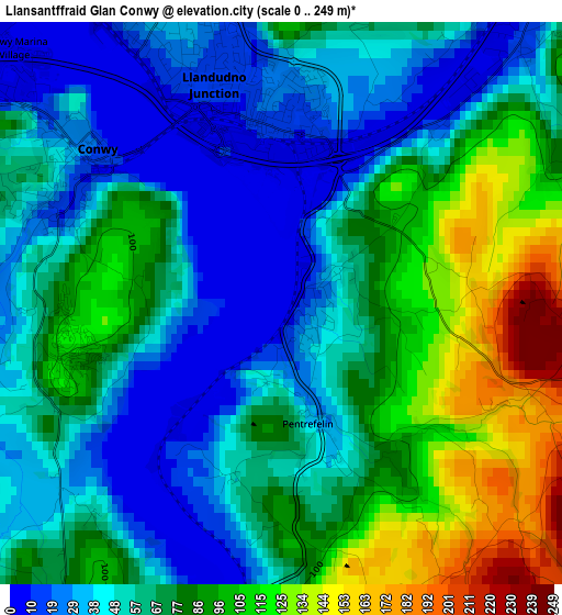 Llansantffraid Glan Conwy elevation map