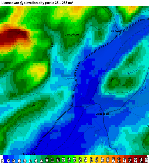 Llansadwrn elevation map