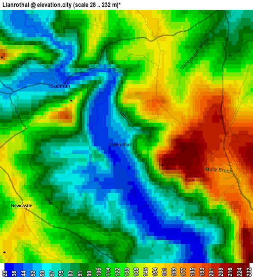 Llanrothal elevation map