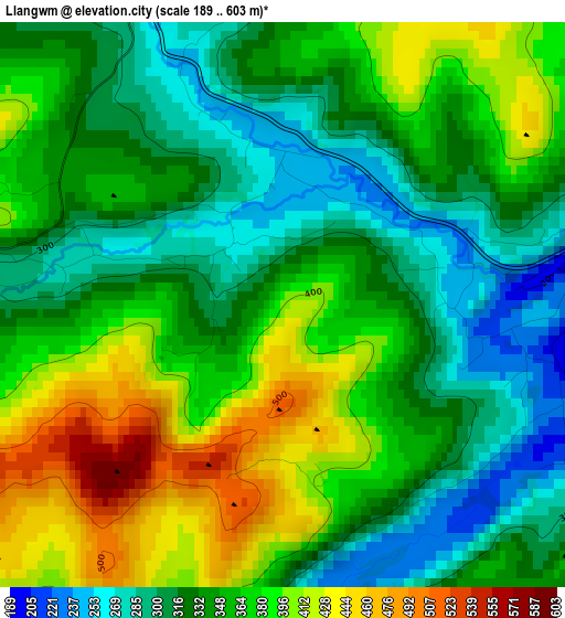 Llangwm elevation map