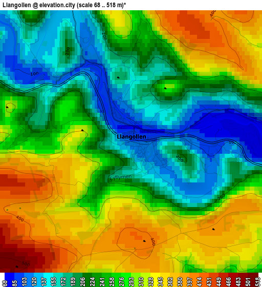 Llangollen elevation map