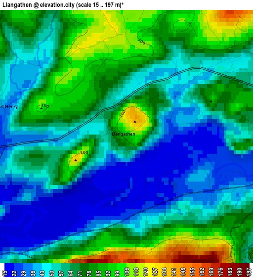 Llangathen elevation map