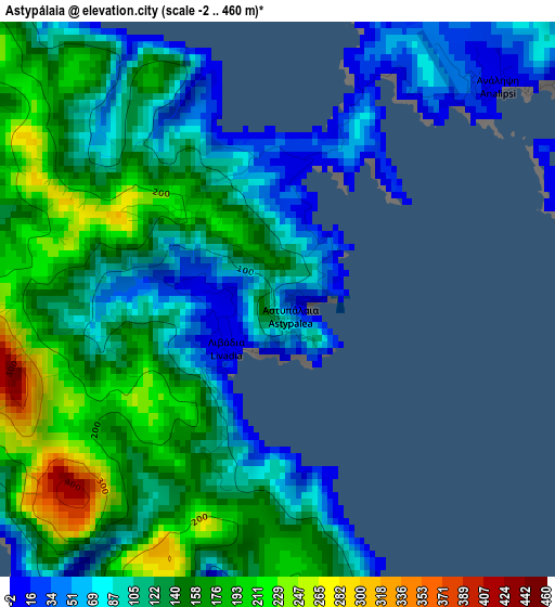 Astypálaia elevation map