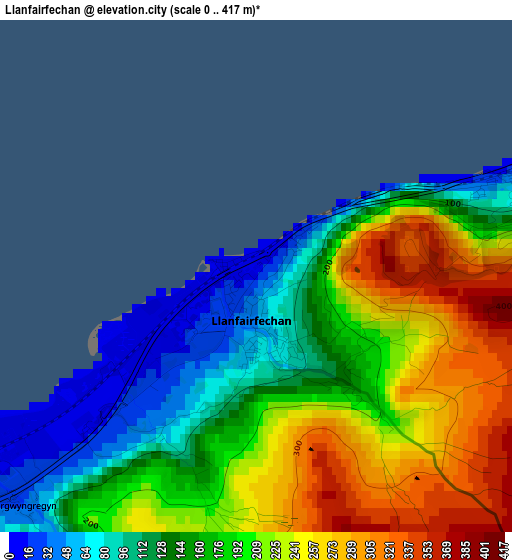 Llanfairfechan elevation map