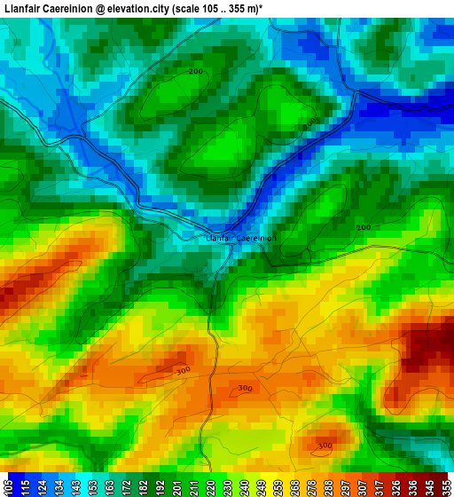 Llanfair Caereinion elevation map