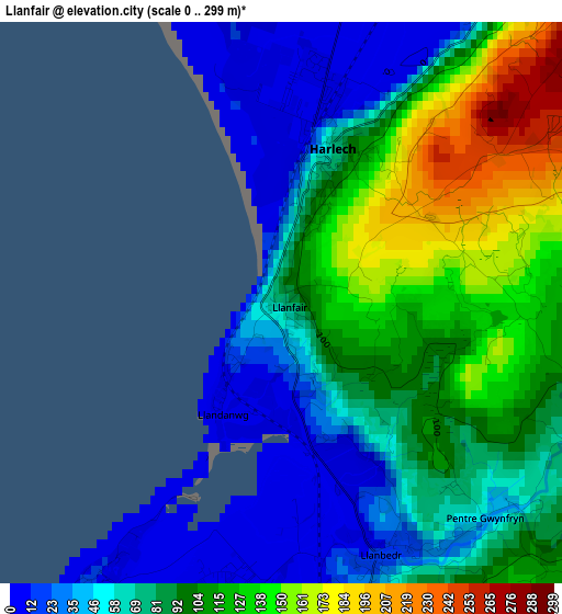 Llanfair elevation map