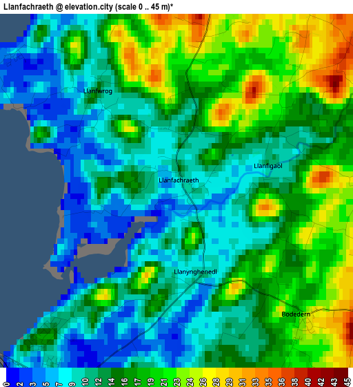 Llanfachraeth elevation map