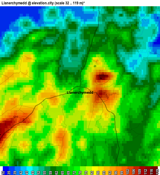 Llanerchymedd elevation map