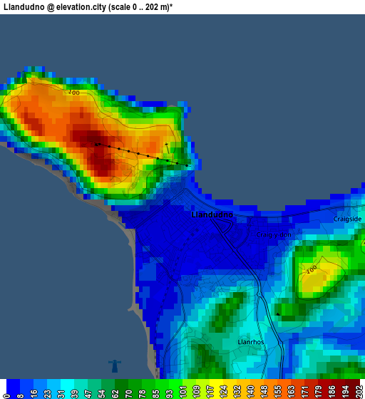 Llandudno elevation map