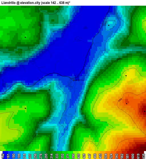 Llandrillo elevation map