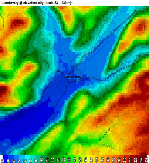 Llandovery elevation map