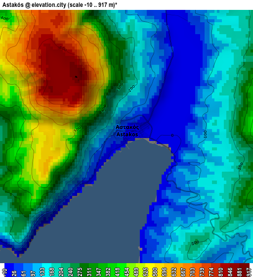 Astakós elevation map