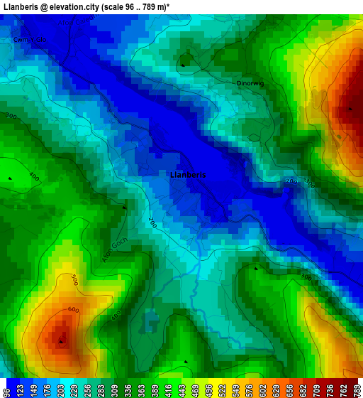 Llanberis elevation map