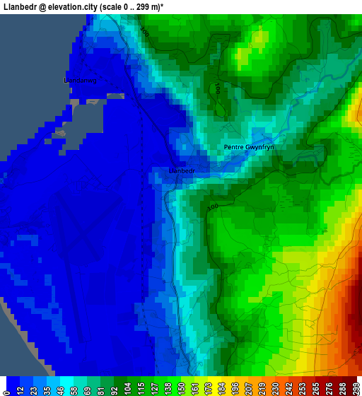 Llanbedr elevation map