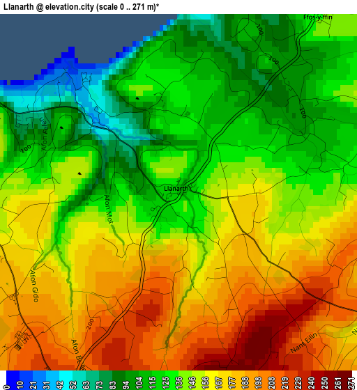 Llanarth elevation map